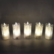 Decorative flameless LED candles arranged to create a festive ambiance.