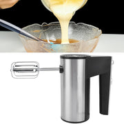 Electric hand mixer with quick-release stainless steel attachments
