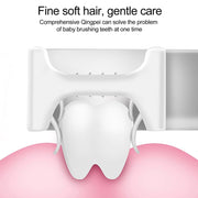 Child-friendly U-shape silicone toothbrush with a playful star handle, perfect for toddlers learning to brush.