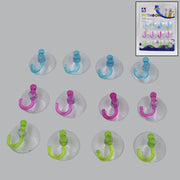 Clear transparent suction hooks displayed neatly for easy home organization.