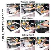 Portable chopping board shown in use for preparing vegetables.