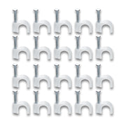Durable plastic cable clip with steel nail for wall-mounted cable management