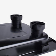 Control panel with indicator lights and 6-level adjustable heat for precise grilling.