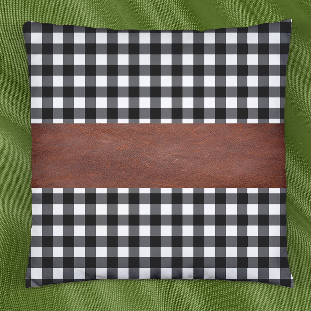 Stylish leather and cotton cushion covers adding a chic accent to a bedroom setting.