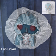 Snug fit fabric mesh fan cover protecting fan blades