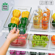 Durable BPA-free plastic construction of the Organivo clear fridge bin.