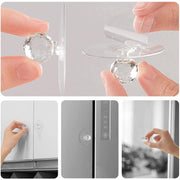 Stylish diamond crystal cabinet knob applied to a piece of dark wooden furniture.
