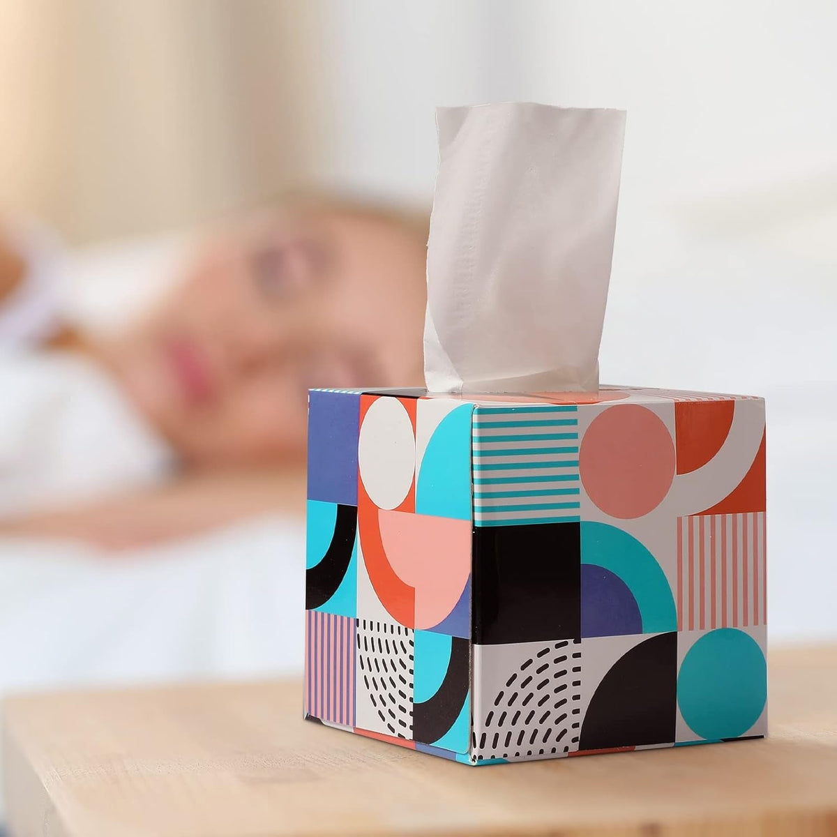 Neutral alternative alt text for tissue cube box image