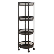 All-purpose 4-tier round mesh storage trolley ideal for kitchen and bathroom