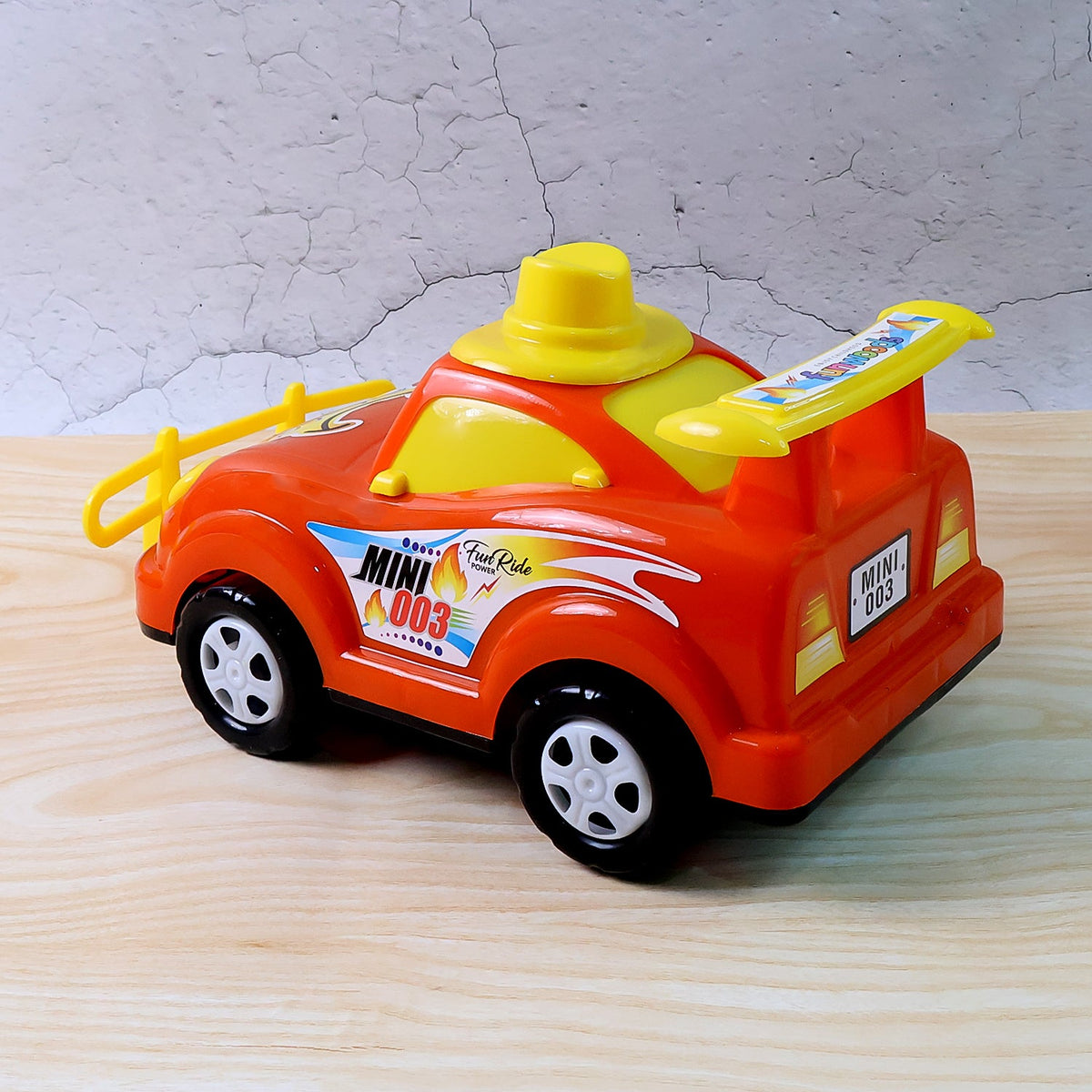 Racing Car Toy with expressive face and sturdy bumper
