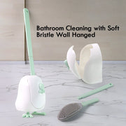 Bathroom cleaning brush set featuring flexible brush head