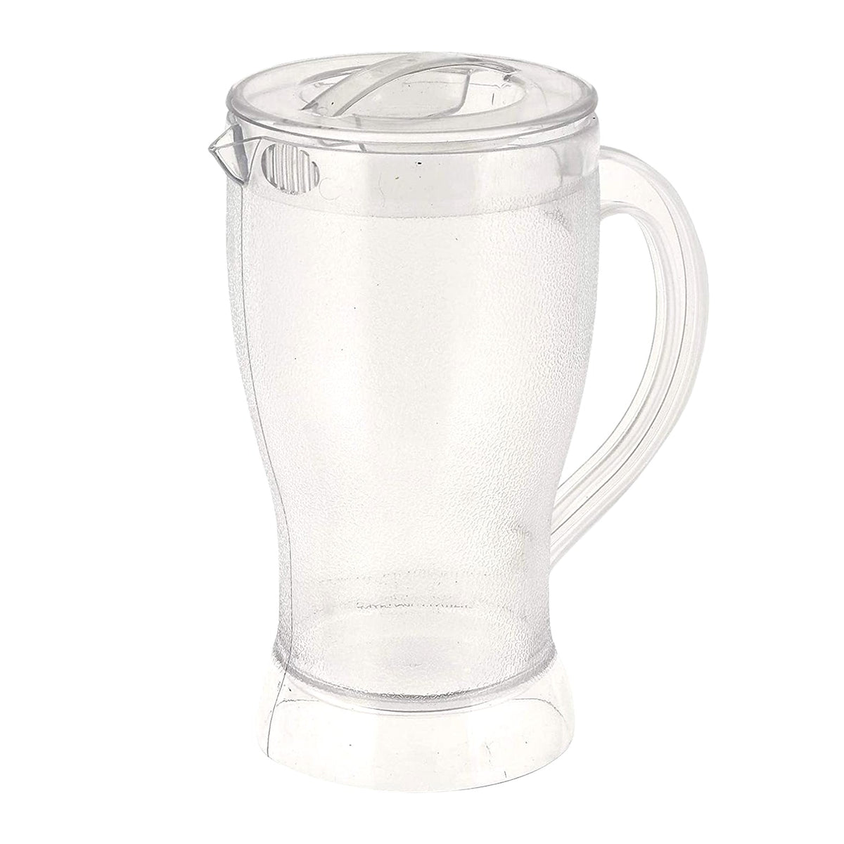 Lemon jug with clear body and spill-resistant lid for fresh drinks