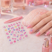 DIY nail art sticker set with bright, playful designs