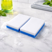 Durable dual texture scrub sponge pad for kitchen grease and stain removal