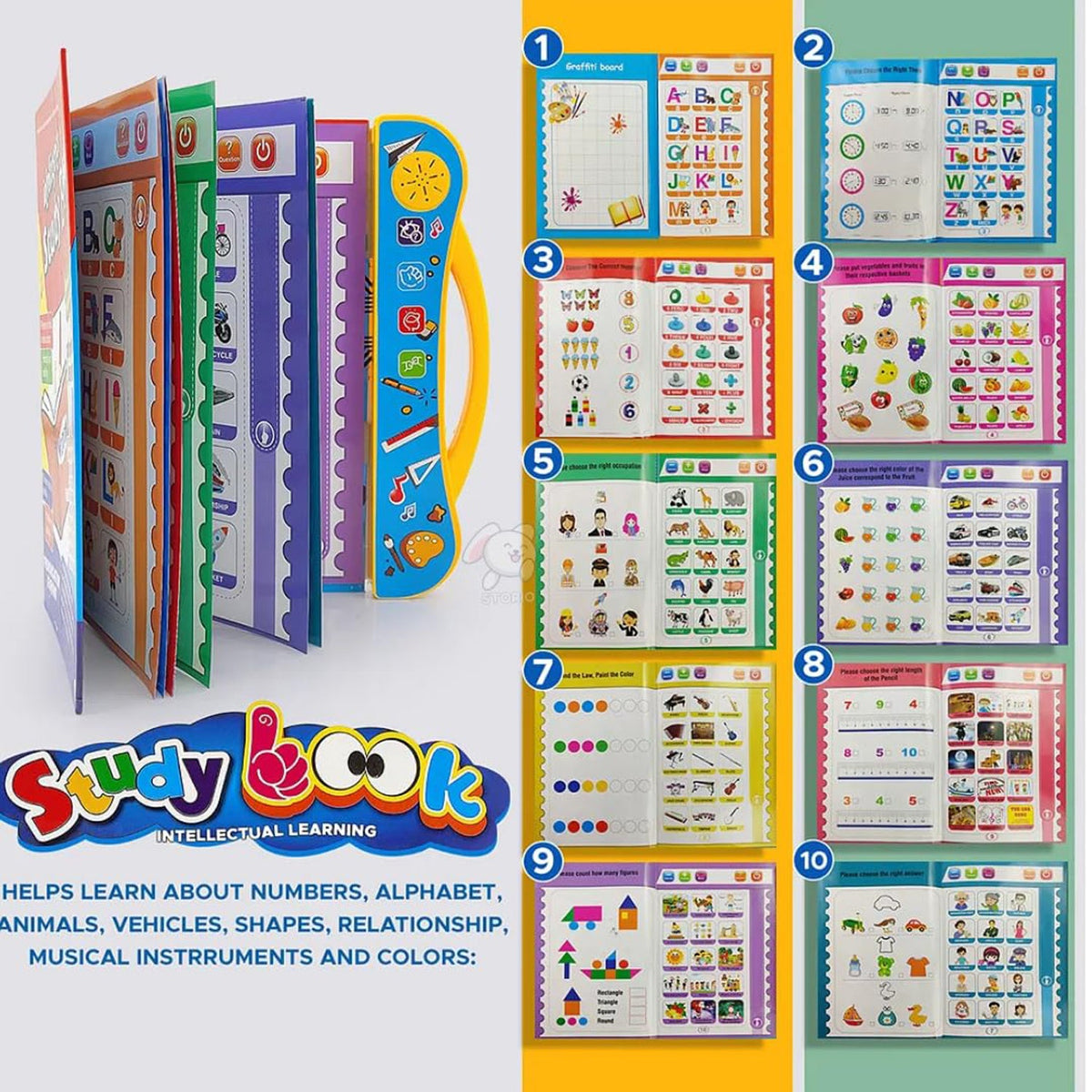 Learning book set for toddlers with phonics sound features