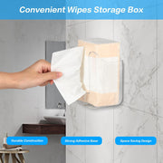 Transparent wall-mounted tissue box dispenser showcasing tissues inside