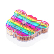 Side profile of the 4-compartment butterfly dry fruit container on a dining table.
