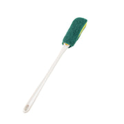 Bottle cleaning brush scrubbing inside a glass bottle with dual-layer head