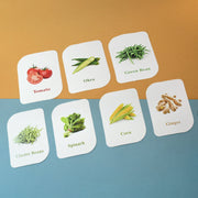 Educational vegetable flash cards set promoting visual learning and memory skills in kids