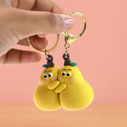 Colorful Cute Cartoon Couple keychain set hugging each other
