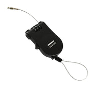 The combination cable lock displayed with its packaging and user manual for easy setup.