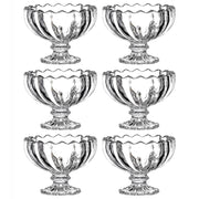 Set of glass ice cream bowls presented in a stylish printed gift box, ideal for gifting.