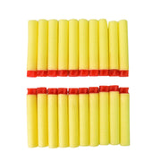 Close-up of a soft foam dart, showing compatibility with Nerf blasters.