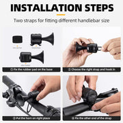 Electronic bike horn highlighting its long-lasting battery for extended, reliable performance.