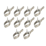IronHold branded stainless steel clothespins for secure outdoor laundry.