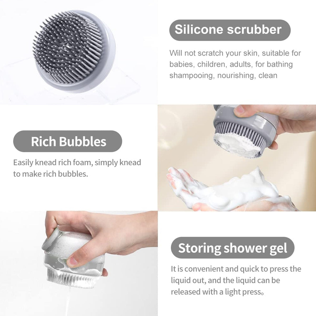 Silicone scalp brush used for hair washing and scalp massage