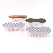 Ergonomic scrub brush set with durable plastic body and stylish printed tops