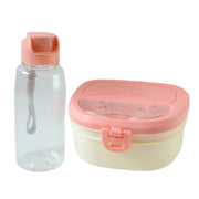 Combo of plastic tiffin box and matching water bottle for daily use