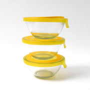 3-piece glass bowl set with lids offering versatile kitchen storage solutions