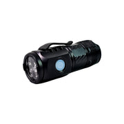 Durable mini rechargeable LED torch shown from an angled front view.