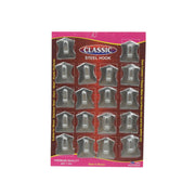 A stack of 18 self-adhesive stainless steel wall hooks.