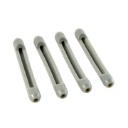 Four eyeglass temple tip sleeves displayed together showing silicone texture
