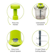 Top-down view of the 1100ml manual vegetable chopper, highlighting its compact design.