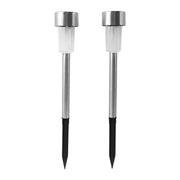 Solar stainless steel garden spike light installed in lawn area