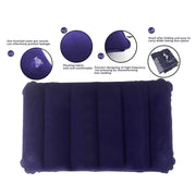 Neatly packaged blue inflatable travel pillow, ready for gifting or storage.
