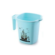 Multi-piece plastic bath set components including bucket and dustbin