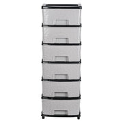 Stone wave design textured plastic drawers on 6-layer storage cabinet