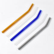 Crystal clear glass drinking straw set for smoothies and juices