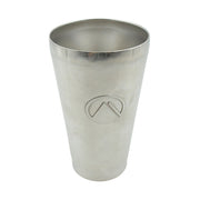 The stainless steel travel mug showcased with its secure, spill-proof lid.