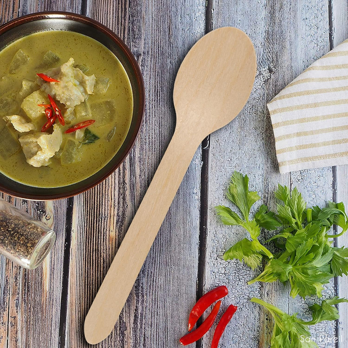 Sturdy birchwood wooden tea spoon ideal for hot and cold beverages