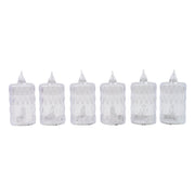 LED flameless lights with crystal-style glass covering for ambient setting
