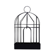 A black iron birdcage-style empty holder with a simple, clean design is presented on a white background.