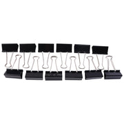 Organized file bundle held with black metal binder clips set