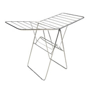 Foldable clothes rack with extended wings for drying garments by Supermom in stainless steel