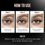 Durable and quick-dry liquid eyeliner with bold matte finish
