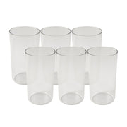 Solid clear tumbler made from heavy plastic with glass appearance